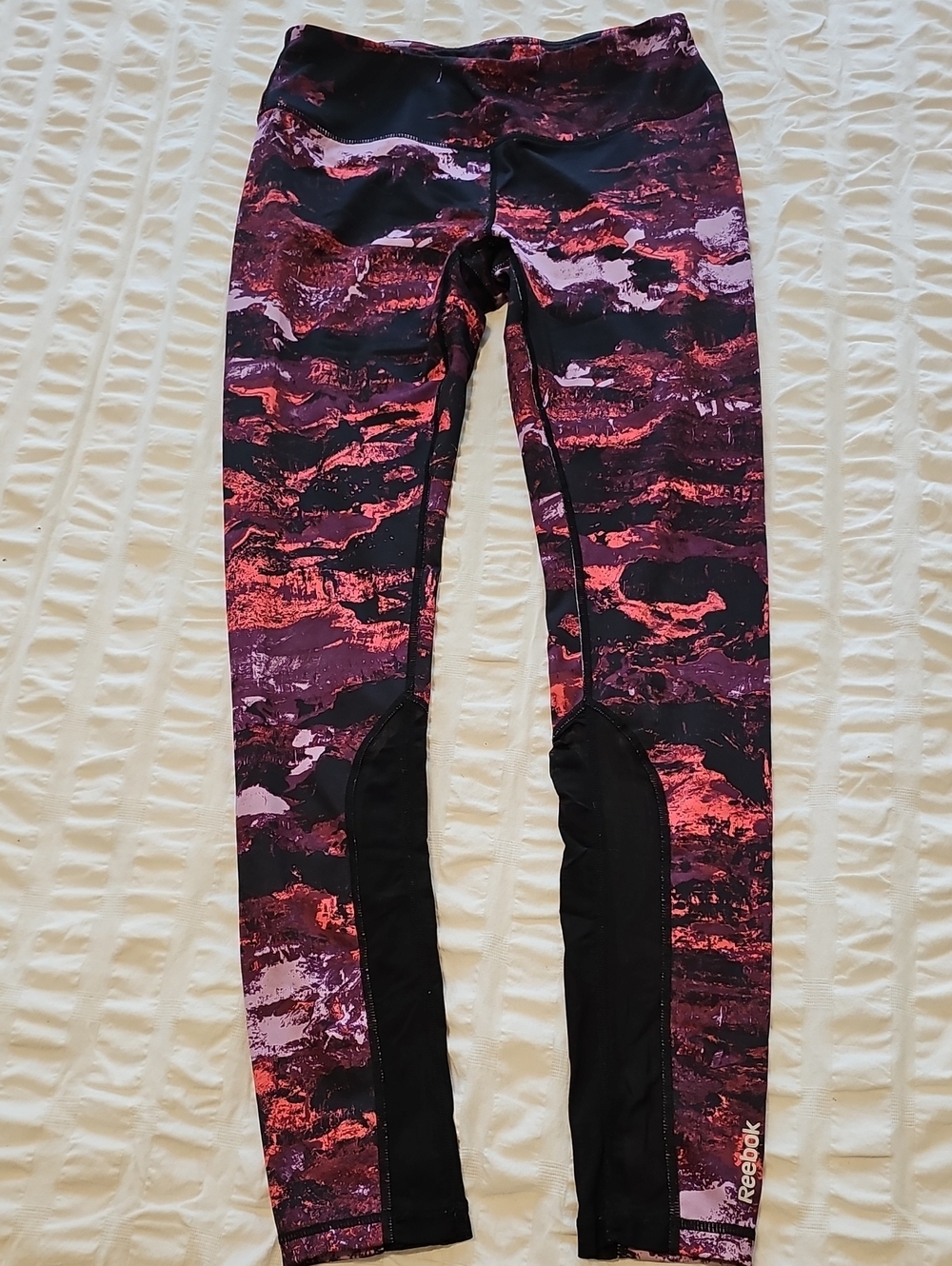 Reebok Women's Size S Black, Purple & Pink Running Performance Leggings